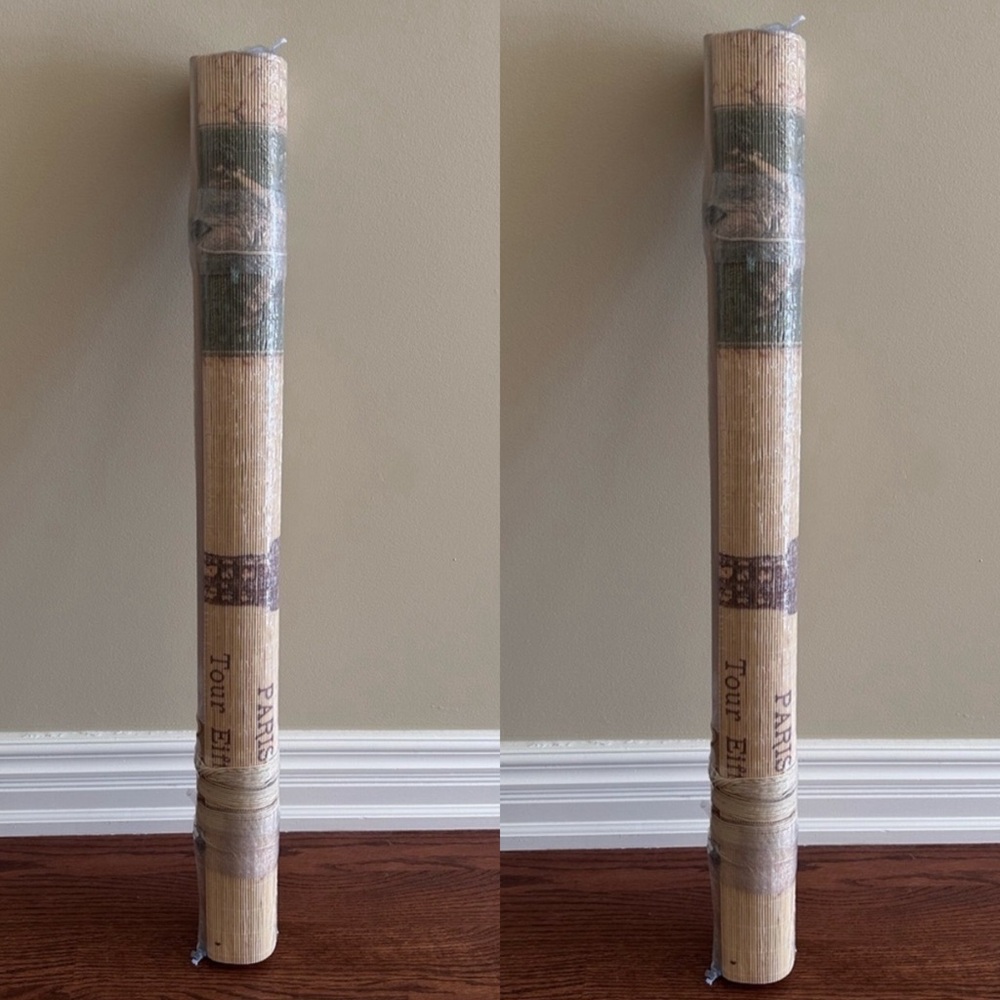 SET OF 2 Bamboo roll-up blinds brand new Paris France Provance Eiffel Tower